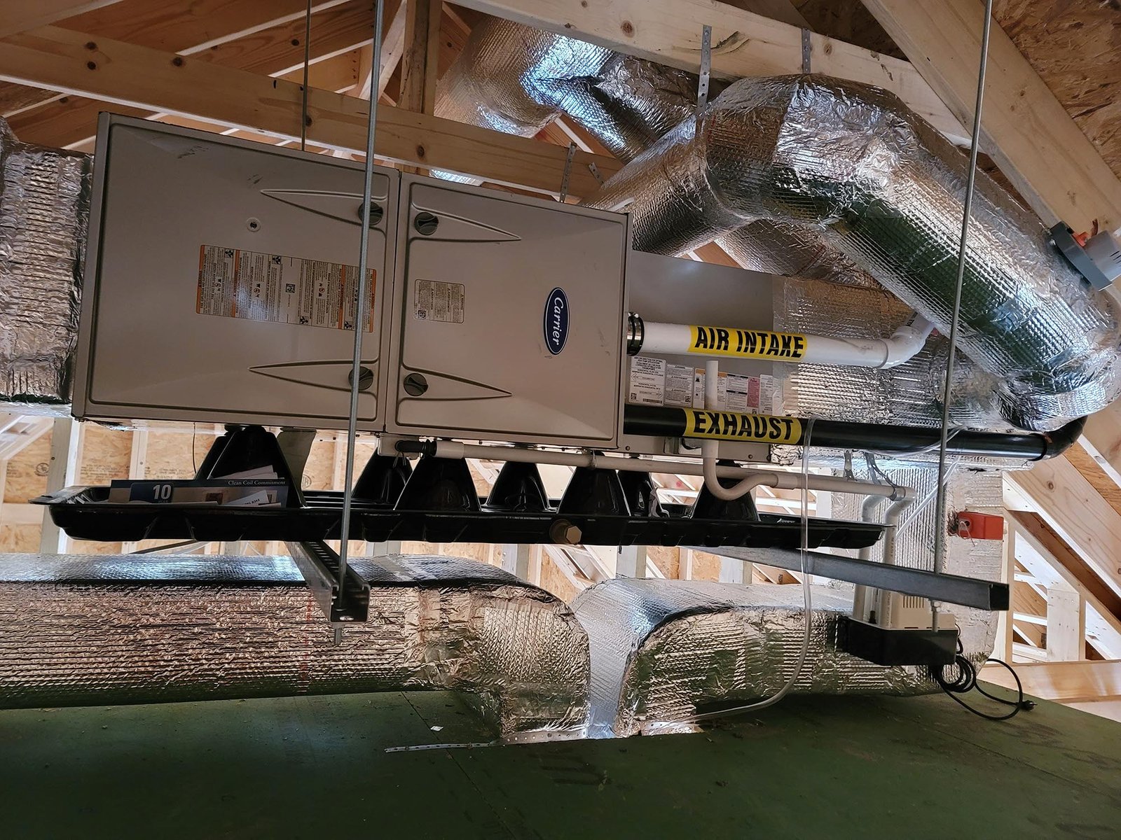 AIRMAX heating equipment installation with connected air ducts